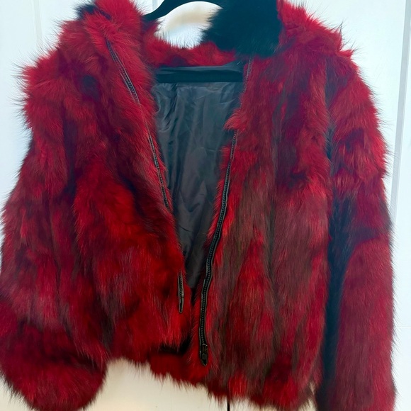 leather kloset Jackets & Blazers - Chic Red Faux Fur Teddy Jacket
